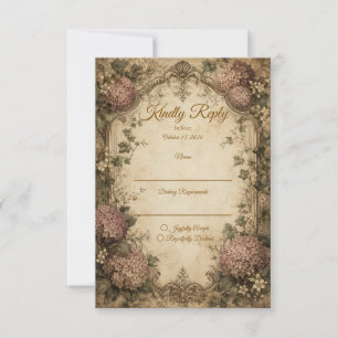 Elegant Vintage Hydrangea Wedding RSVP Card