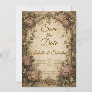 Elegant Vintage Hydrangea Wedding Save The Date