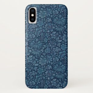 Elegant Vintage Indigo Blue Floral iPhone X Case