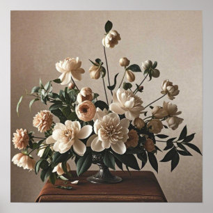 Elegant vintage-inspired floral soft delicate poster