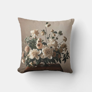 Elegant vintage-inspired floral soft delicate  throw pillow