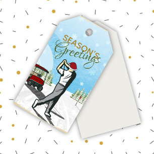 Elegant Vintage Inspired Golf Christmas Gift Tags
