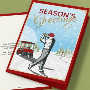 Elegant Vintage Inspired Golf Christmas Holiday Card
