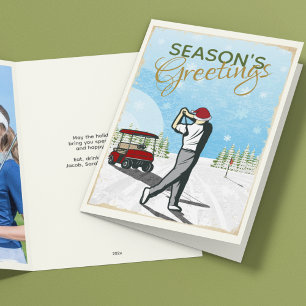Elegant Vintage Inspired Golf Photo Christmas Holiday Card