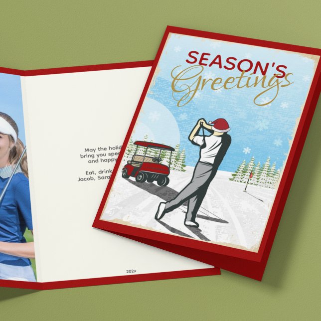 Elegant Vintage Inspired Golf Photo Christmas Holiday Card (Creator Uploaded)