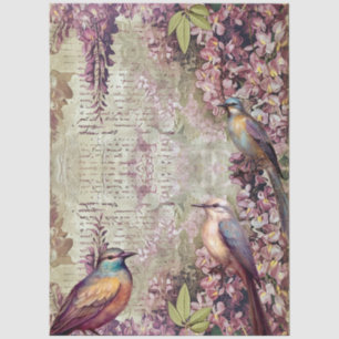 Elegant Vintage Inspired Lavender Wisteria & Birds Tissue Paper