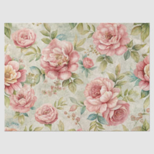 Elegant Vintage Inspired Pink Floral Ephemera Tissue Paper