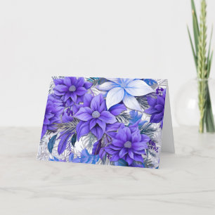 Elegant Vintage Inspired Purple Floral Christmas Holiday Card