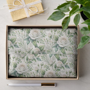 Elegant Vintage Inspired White Wedding Roses Tissue Paper