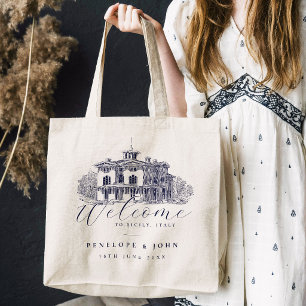 Elegant Vintage Italian Villa Destination Wedding Tote Bag