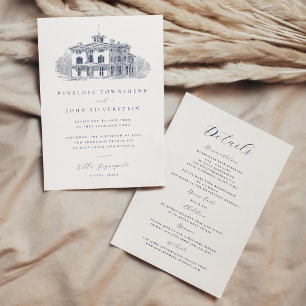 Elegant Vintage Italian Villa Double Sided Wedding Invitation