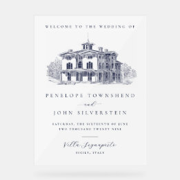 Elegant Vintage Italian Villa Welcome Wedding Acrylic Sign