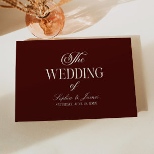 Elegant Vintage Ivory Dark Burgundy Wedding Guest Book