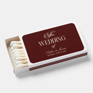 Elegant Vintage Ivory Dark Burgundy Wedding Matchboxes