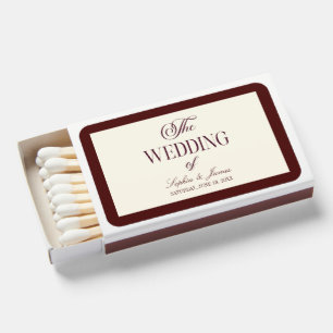 Elegant Vintage Ivory Dark Burgundy Wedding Matchboxes