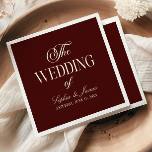 Elegant Vintage Ivory Dark Burgundy Wedding Napkins
