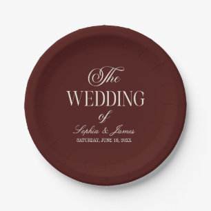 Elegant Vintage Ivory Dark Burgundy Wedding Paper Plates
