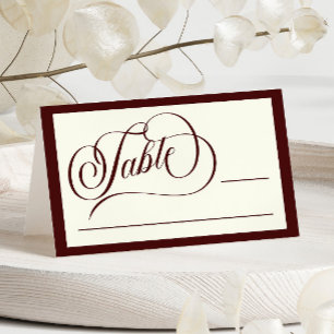 Elegant Vintage Ivory Dark Burgundy Wedding Place Card