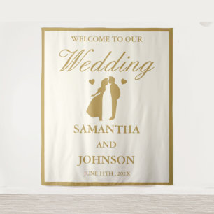 Elegant Vintage Ivory Wedding Welcome Backdrop