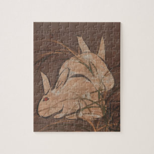 Elegant Vintage Japanese Rabbits Fine Art Jigsaw Puzzle