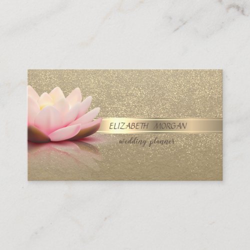 Elegant Vintage KraftGold ConfettiLotus Business Card