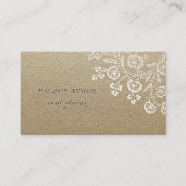Elegant Vintage ,Kraft,Lace Business Card (Front)