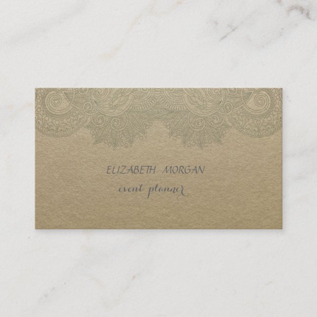 Elegant Vintage ,Kraft,Lace Business Card (Front)