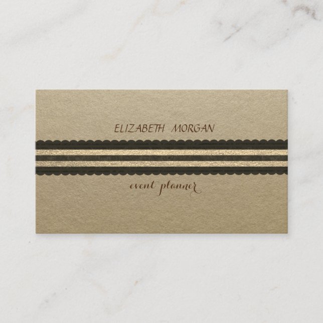 Elegant Vintage ,Kraft,Stripes Business Card (Front)
