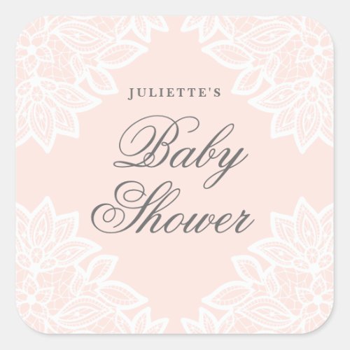 Elegant vintage lace baby shower sticker