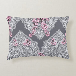 Elegant Vintage Lace Pink Floral Shabby Chic Accent Pillow
