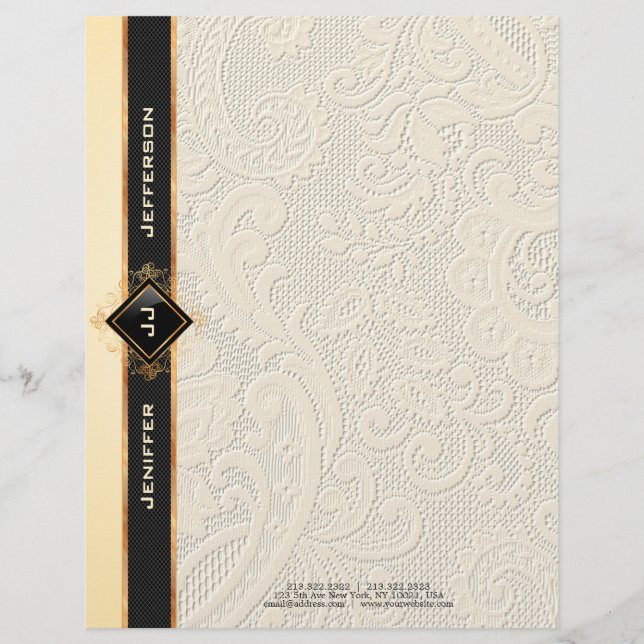 Elegant vintage lace texture Stationery Paper (Front)