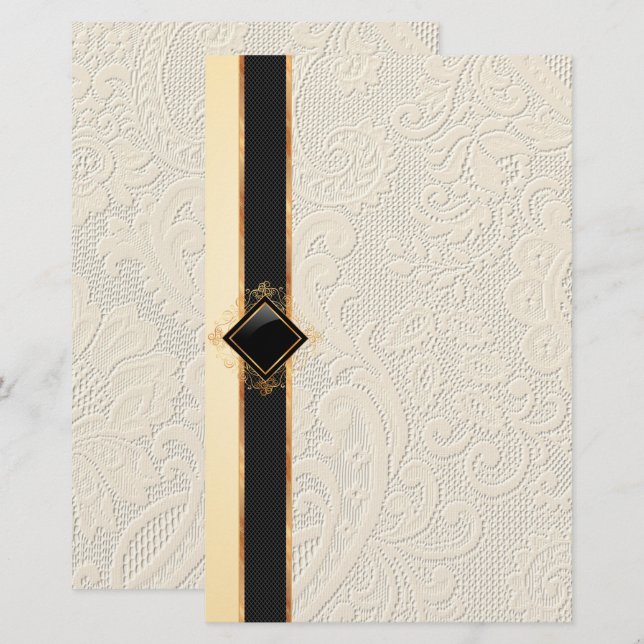 Elegant vintage lace texture Stationery Paper (Front/Back)