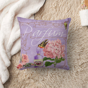 Elegant Vintage Ladies Boudoir Parfum Throw Pillow
