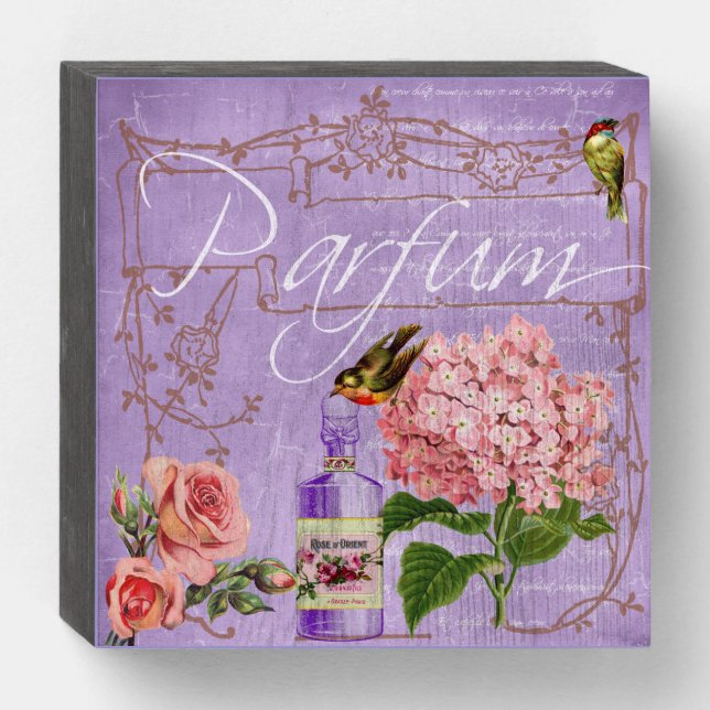 Elegant Vintage Ladies Boudoir Parfum  Wooden Box Sign (Front Horizontal)