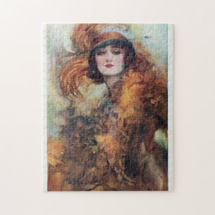 Elegant Vintage Lady Art Deco Jigsaw Puzzle