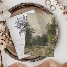 Elegant Vintage Landscape Painting Wedding Overlay Vellum Invitations
