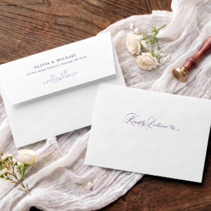 Elegant Vintage Lavender French Floral Wedding Envelope