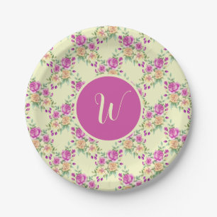 Elegant Vintage Lavender Purple Floral Pattern Paper Plates