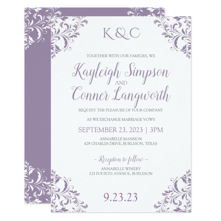 Elegant Vintage Lavender Wedding Invitations Zazzle Com