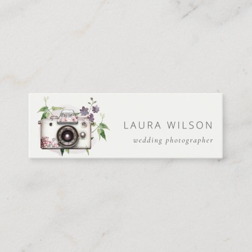 Elegant Vintage Leafy Floral Camera Photography  Mini Business Card