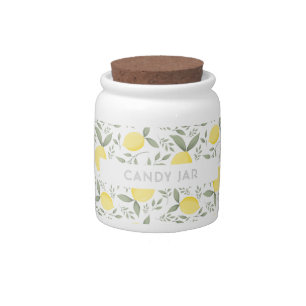 Elegant Vintage Lemons and Leaves Candy Jar