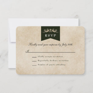 Elegant Vintage Library Theme Wedding RSVP Card