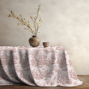 Elegant vintage light brown toile de jouy printed tablecloth