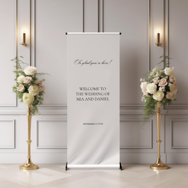 Elegant Vintage Light Gray Wedding Welcome Retractable Banner (Creator Uploaded)