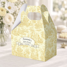 Elegant Vintage Light Yellow Toile de Jouy