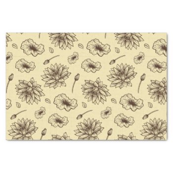 Elegant Vintage Line Art Floral Pattern Beautiful Tissue Paper by ReligiousStore at Zazzle
