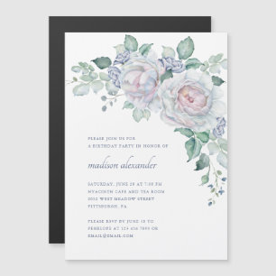 Elegant Vintage Look Floral Birthday Party Magnetic Invitation