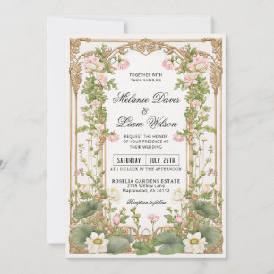 Elegant Vintage Lotus Asian Inspired Invitation