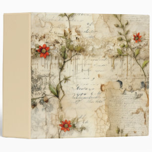 Elegant Vintage Love Note Floral 3 Ring Binder