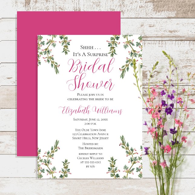 Elegant Vintage Magenta Surprise Bridal Shower  Invitation (Creator Uploaded)